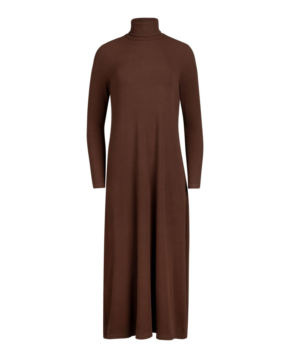 Point A-Line Turtleneck Dress in Chocolate – Petit Perfection