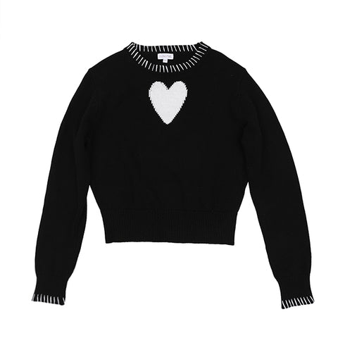 Luna Mae Bryn Heart Sweater in Black