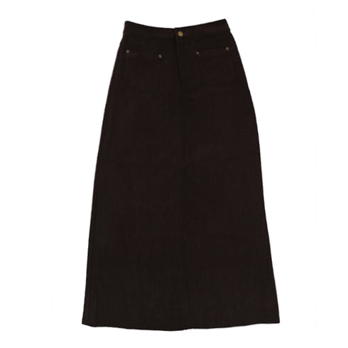 Luna Mae Kit Pocket Detail Skirt in Brown