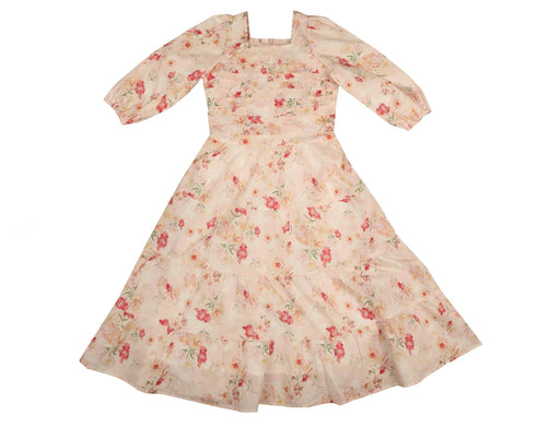 Noma Watercolor Floral Tiered Dress in Peach