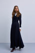 Noir Pinstripe Wrap Dress