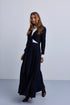 Noir Pinstripe Wrap Dress