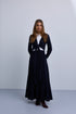 Noir Pinstripe Wrap Dress