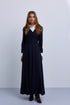 Noir Pinstripe Wrap Dress