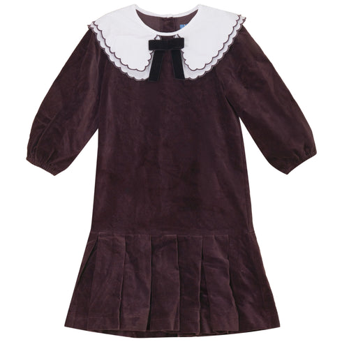 Pompomme Scallop Collar Shirt Insert Dress