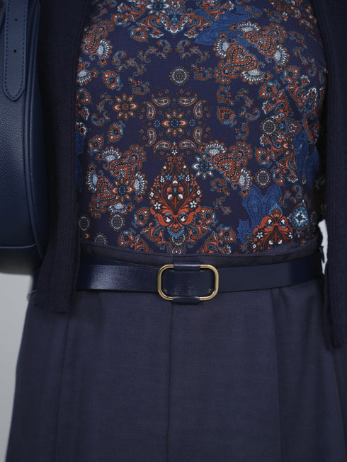 Point Printed Mock Neck Top in Medallion Print