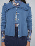 Point Fine Knit Ruffle Cardi in Retro Blue