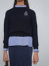 Point Fine Knit Crew Melange Sweater in Navy