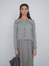 Point Fine Knit Ruffle Cardi in Heather Grey