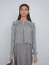 Point Fine Knit Ruffle Cardi in Heather Grey