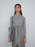 Point Mandarin Wrap Top in Grey