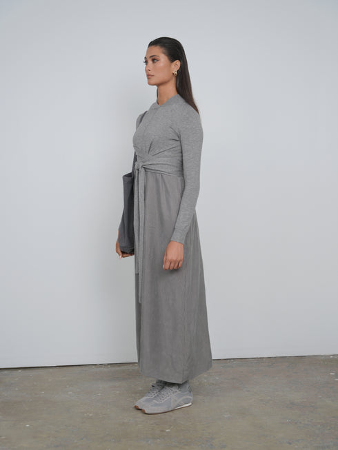 Point Mandarin Wrap Top in Grey