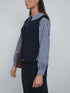 Point Double Breasted Button Up Blouse in Navy Stripe