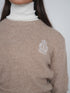 Point Fine Knit Crew Melange Sweater in Heather Brown