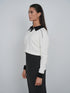 Point Polo Sweater in Cream & Black