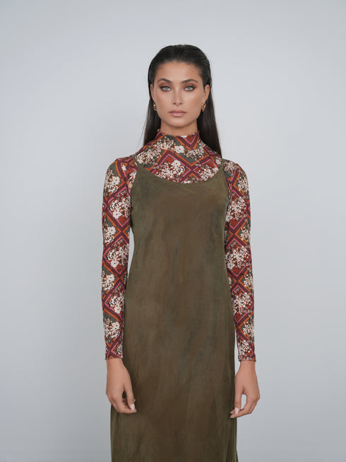 Point Mock Neck Top in Geo Floral