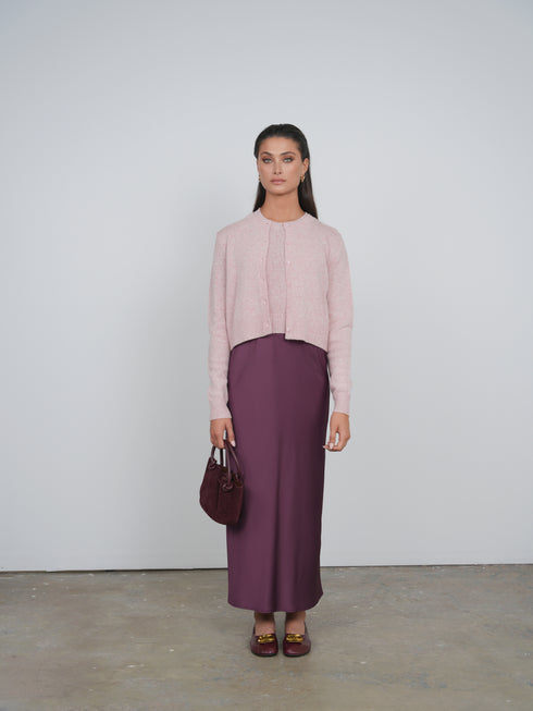 Point Melange Cardigan in Pink