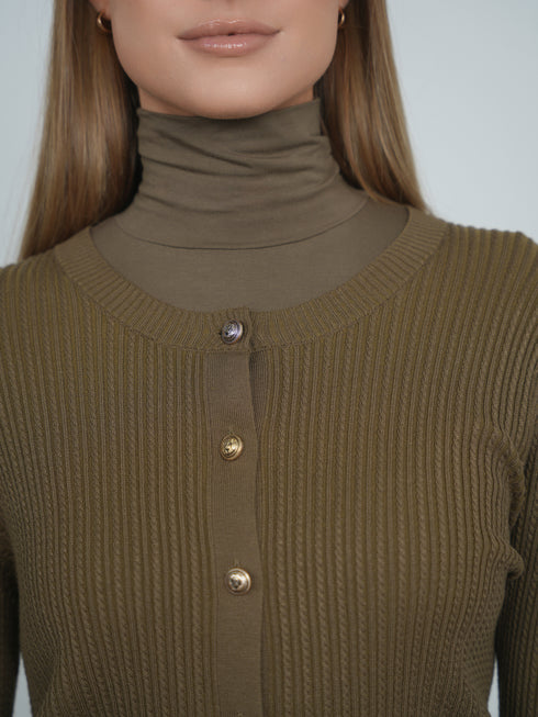 Point Tiny Cable Cardigan in Olive