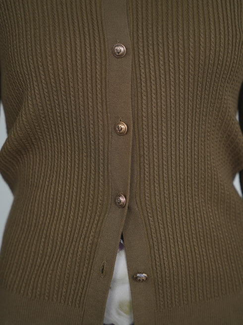 Point Tiny Cable Cardigan in Olive
