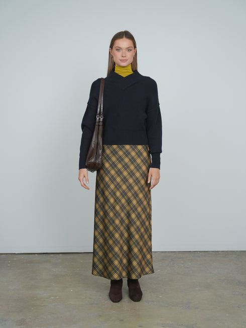 Point Varsity Plaid A-Line Slip Skirt