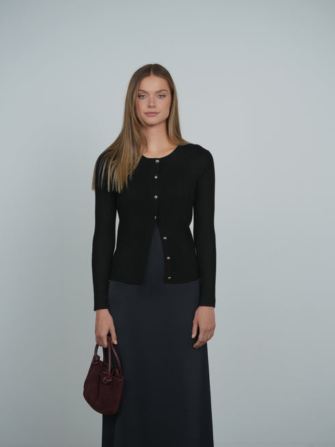 Point Tiny Cable Cardigan in Black