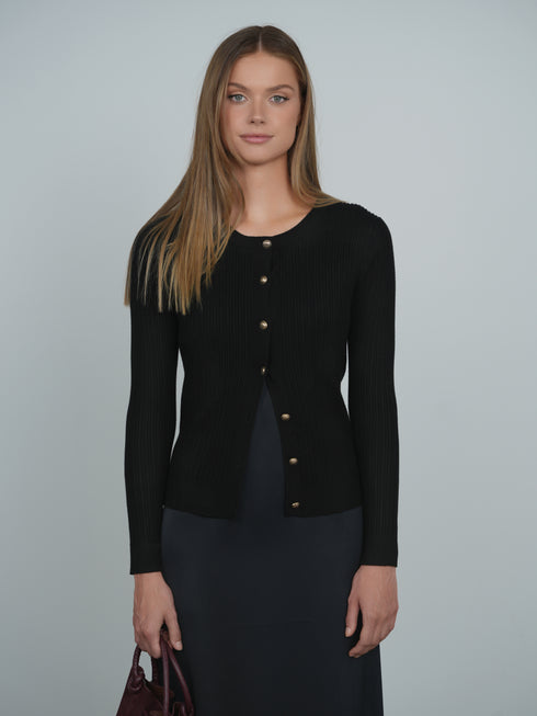 Point Tiny Cable Cardigan in Black