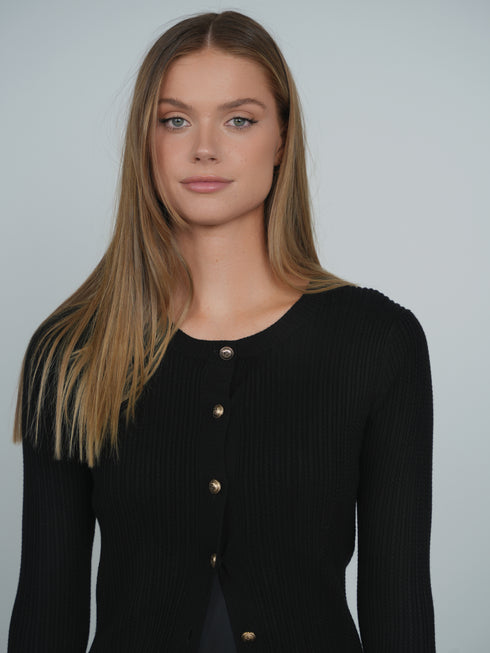 Point Tiny Cable Cardigan in Black