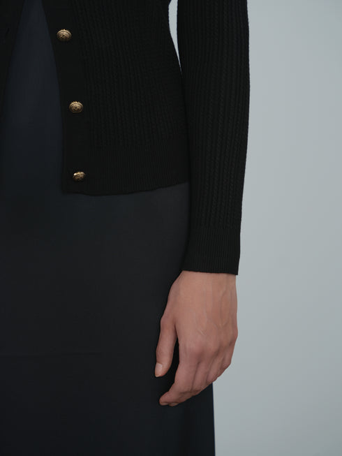 Point Tiny Cable Cardigan in Black