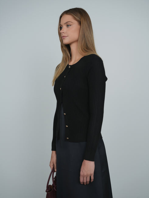 Point Tiny Cable Cardigan in Black