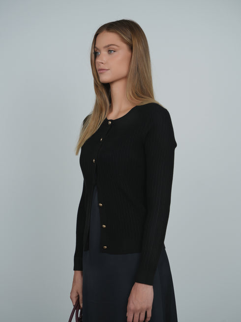 Point Tiny Cable Cardigan in Black