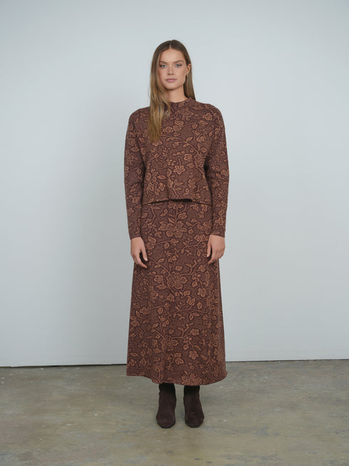 Point Floral A-Line Panel Skirt