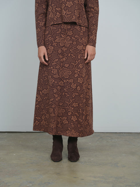 Point Floral A-Line Panel Skirt