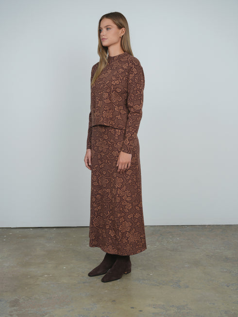 Point Floral A-Line Panel Skirt