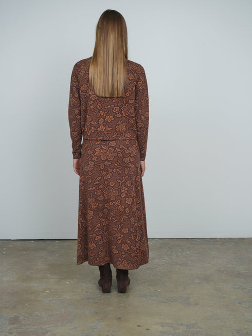 Point Floral A-Line Panel Skirt