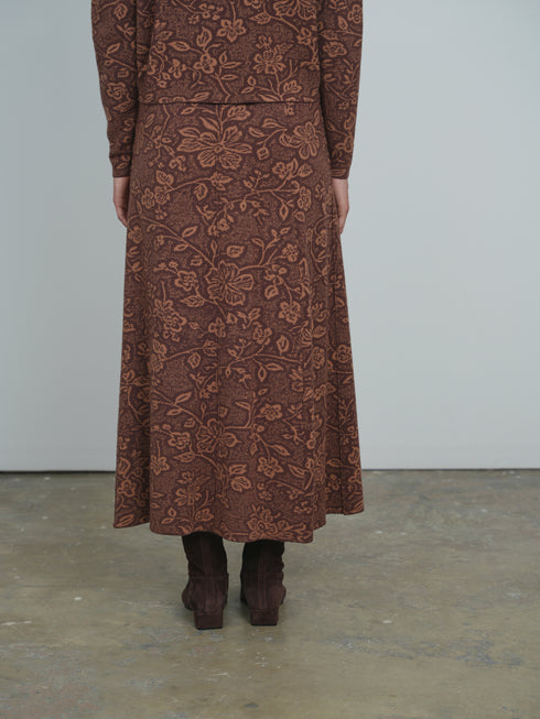 Point Floral A-Line Panel Skirt