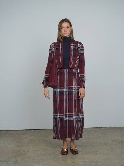 Point Plaid A-Line Panel Skirt