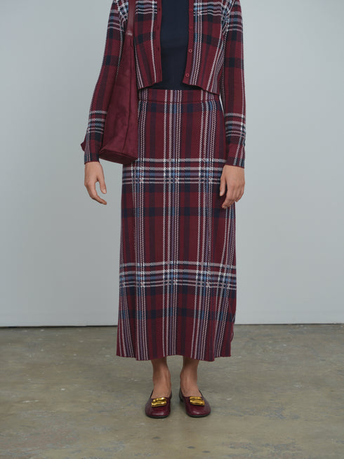 Point Plaid A-Line Panel Skirt