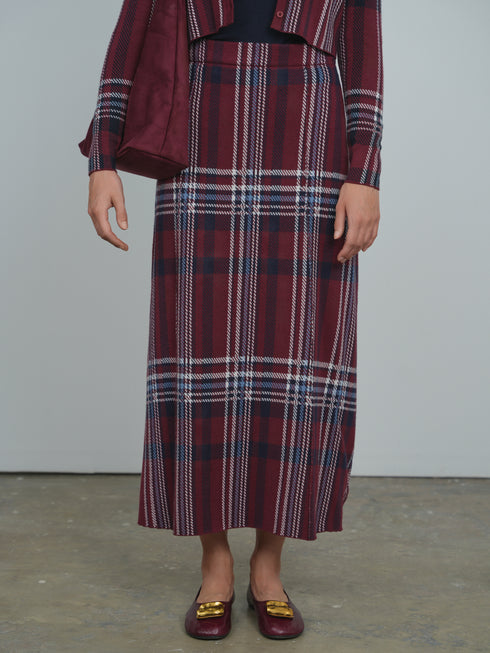 Point Plaid A-Line Panel Skirt