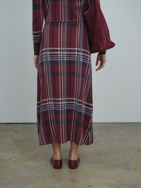 Point Plaid A-Line Panel Skirt
