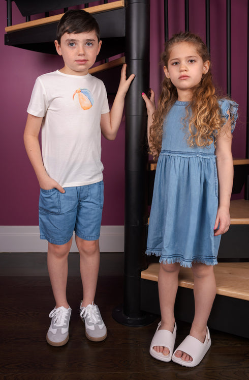 Ra & Da Denim Dress in Short Sleeves