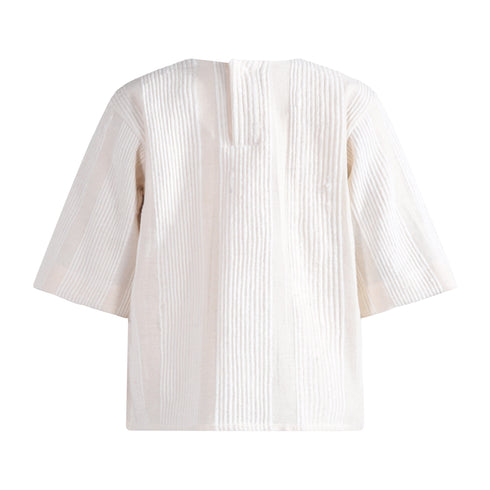 Tntrm Cream Textured Skirt & Top Set