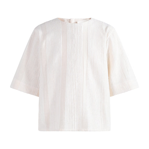 Tntrm Cream Textured Skirt & Top Set
