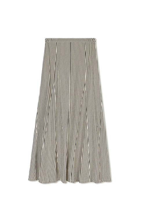 Point Stripe Gored Linen Skirt