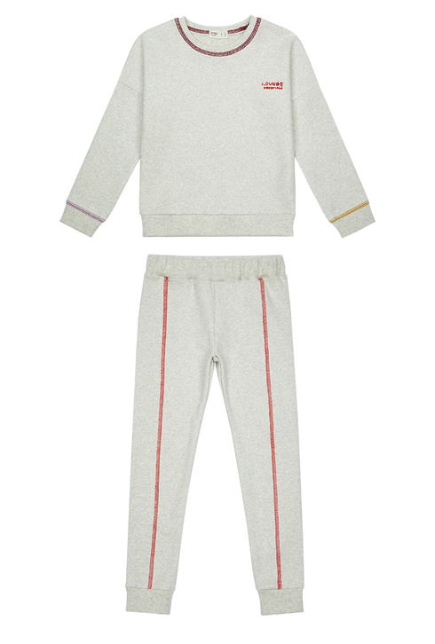 Crew Kids Color Stitch Lounge Set in Red