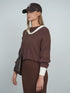 Point Sailor Sweater in Chocolate & Cream