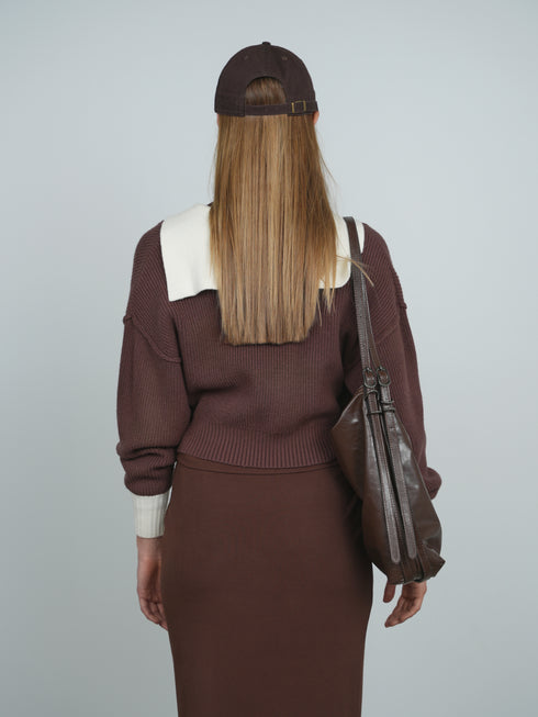 Point Sailor Sweater in Chocolate & Cream