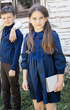 Belati Navy Dress with Ruffled Bow Collar