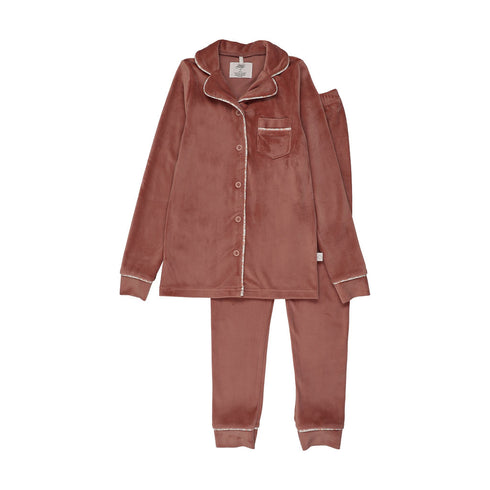 Pouf Velour Grandpa Pajamas in Pink