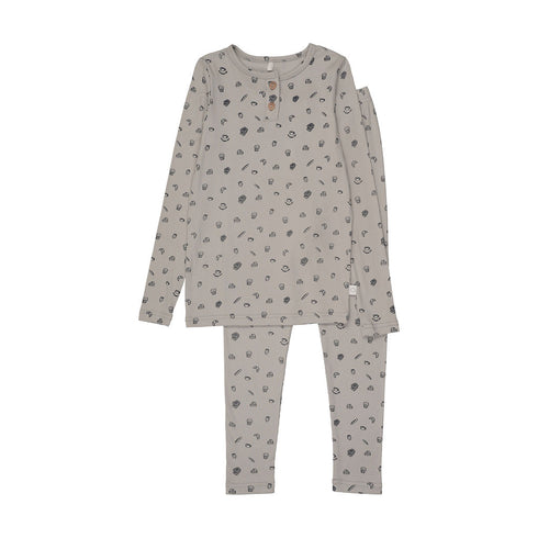 Pouf Breakfast Print Pajama in Grey
