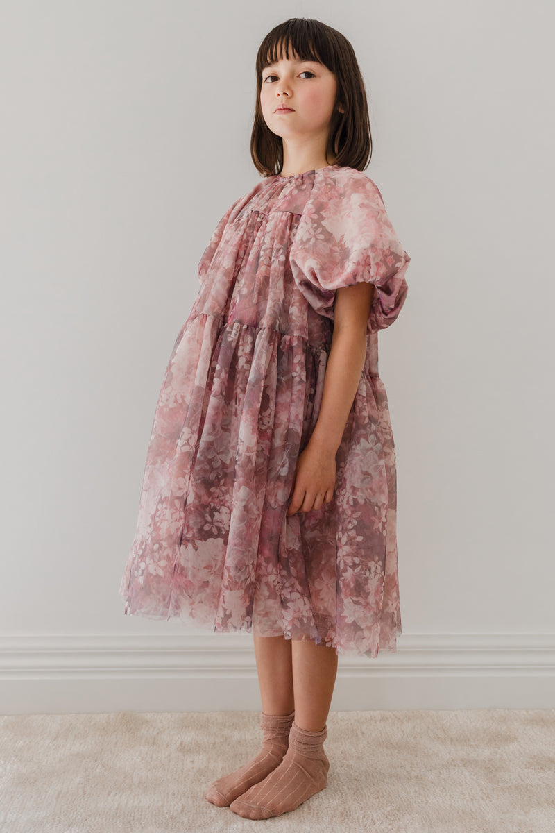 Petite Amalie Hydrangea Printed Tulle Dress – Petit Perfection